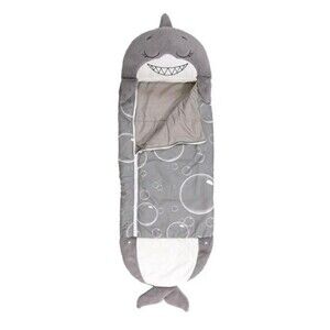 Happy Nappers Shark Kids Sleeping Bag Gray Polyester Zip Cartoon Bubble